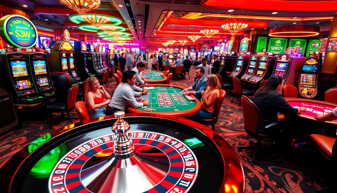 Exciting casino scene with players winning big at 58WIN table games, showcasing poker chips and cards.