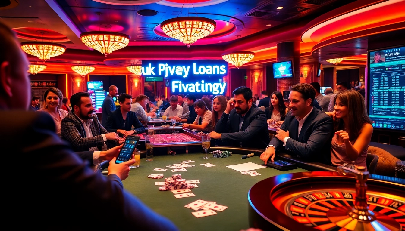 Players at a bustling poker table in a casino, showcasing the excitement of gambling; paired with a reference to uk payday loans direct lender.