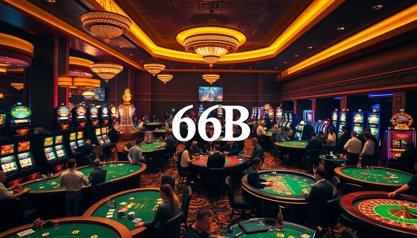 Experience the thrill of 66B at our bustling casino with vibrant gaming tables and slot machines.