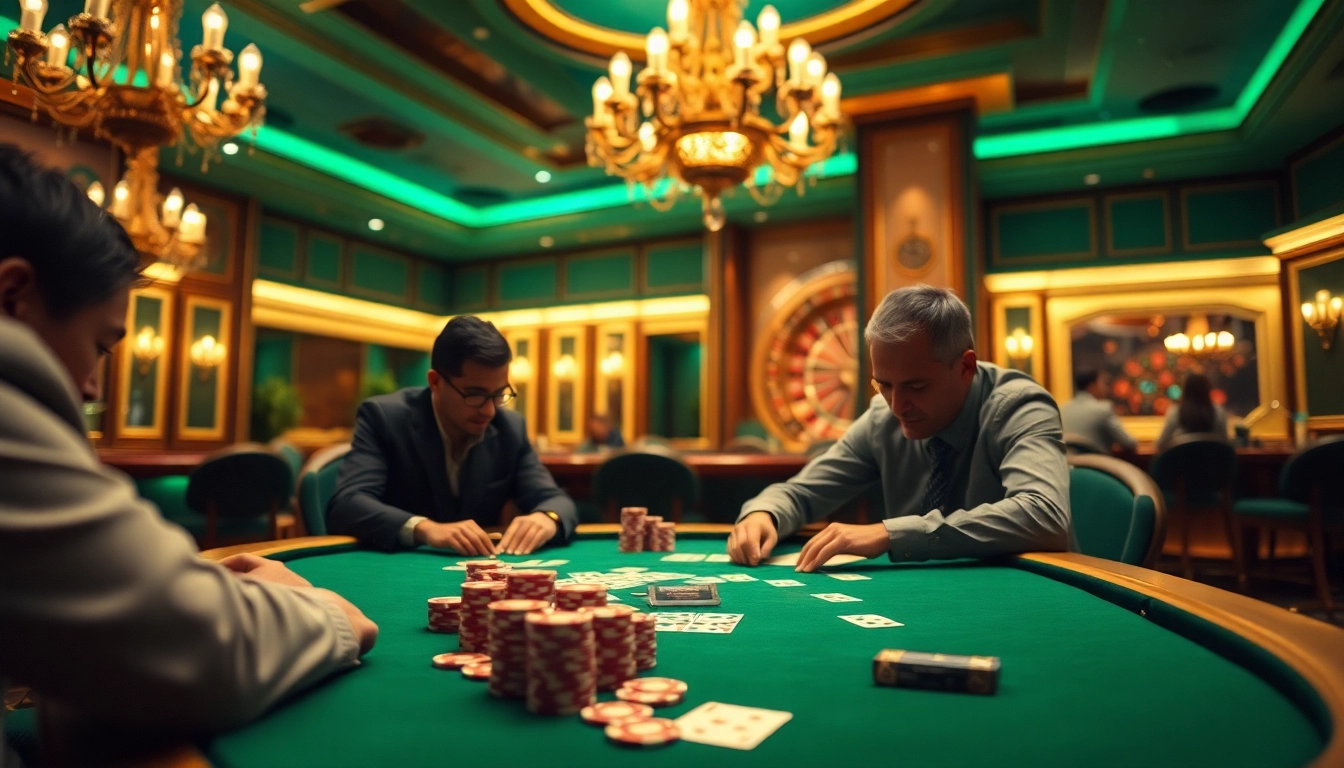 Vaobet poker room featuring thrilling gameplay with players in focus.